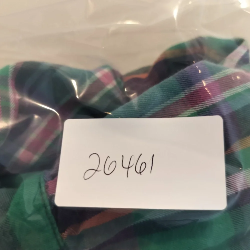 Ralph Lauren Plaid Tiered Shirt Dress Size 7 Girls Green Pink Preppy Button Up